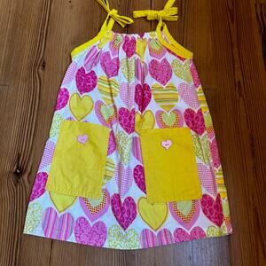 Handmade pink yellow Valentine hearts sleeveless dress SIZE 3T